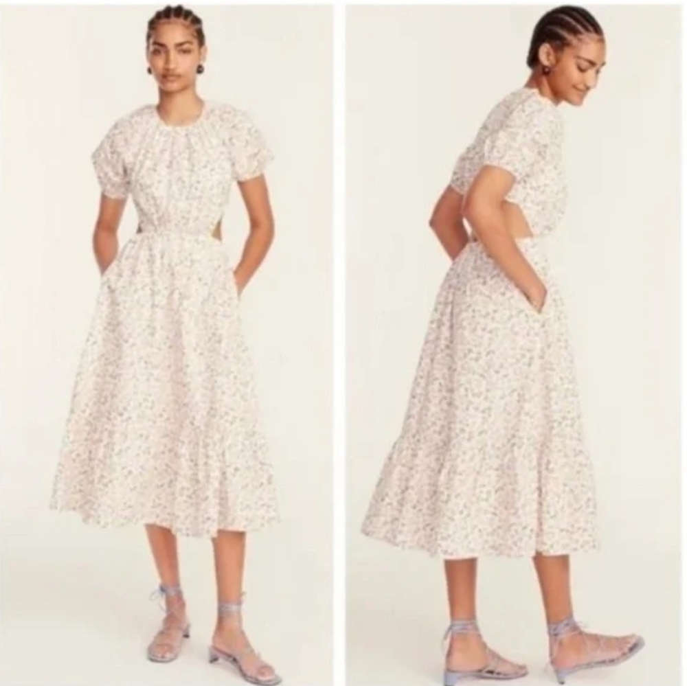 NWT J. Crew Eden Poplin Cutout Meadow Floral Puff Sleeve Sundress Size 14